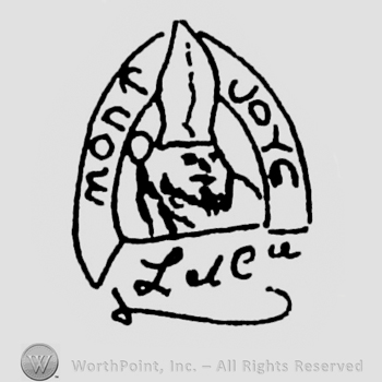 "Mont Joye" written around a Pope's head