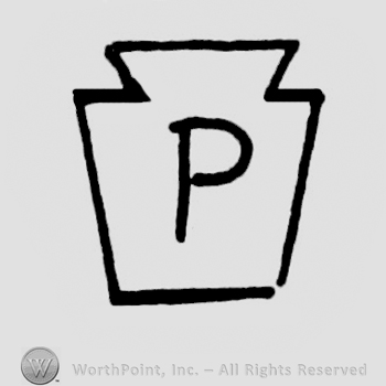 Uppercase "P" on a vase