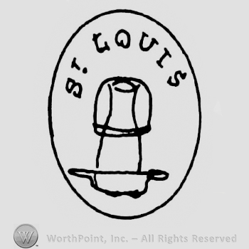 "St. Louis" written with uppercase letters, a lamp, all inside an oval