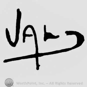 "Val" written with uppercase letters, underlined, signature-like
