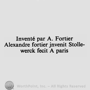 INVENTE PAR A. FORTIER ALEXANDRE FORTIER JNVENIT STOLLEWERCK FECIT A PARIS written.