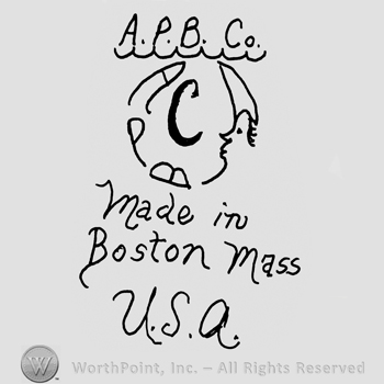 A.P.B. Co. Made in Boston Mass U.S.A. Handwritten with lowercase letters and capital APBC written in circle