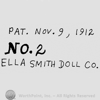 Pat.Nov. 9, 1912 with uppercase letters, No. 2 Ella Smith Doll Co.with uppercase letters
