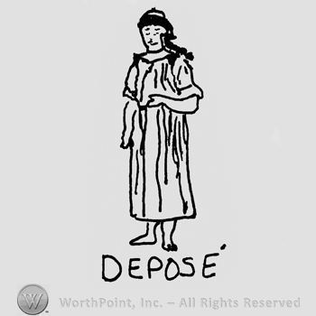 Human standing, Depose written below with uppercase letters
