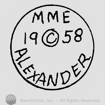 MME Alexander 1958 written with uppercase letters and the Copyright symbol inside a circle
