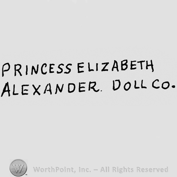 Princess Elizabeth Alexander Doll Co.written with uppercase letters