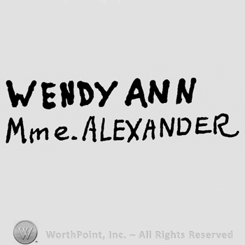 Wendy Ann Mme. Alexander written with uppercase letters