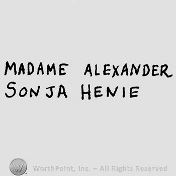 Madame Alexander Sonja Henie written with uppercase letters