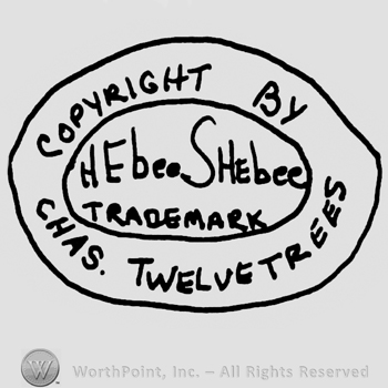 Oval design, Copyright By Chas. Twelvetrees written with uppercase letters, N.Ebee Shebee Trademark written with uppercase letters