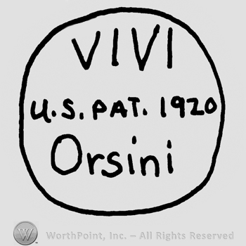 Vivi U.S. Pat. 1920 written with uppercase letters, Orsini written with lowercase letters
