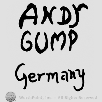 ANDS Gump written with uppercase letters, Germany written with lowercase letters
