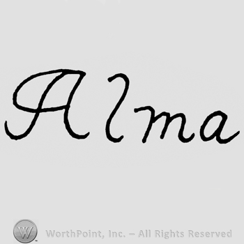 Alma handwritten with lowercase letters