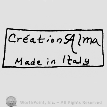 Creation Alma Made in Italy written with lowercase letters inside a rectangle