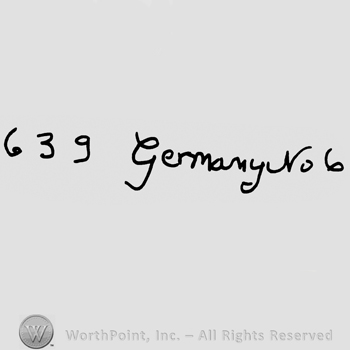 Number 639 and Germany Nob handwritten with lowercase letters
