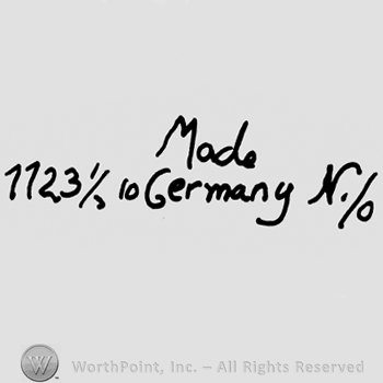 Made in Germany written with lowercase letters, numbers 1123, 1/3, 10 and No. 10 handwritten