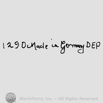Number 1290, Made in Germany handwritten with lowercase letters, DEP written with uppercase letters