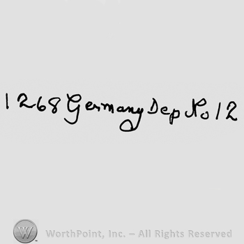 Number 1268, Germany Dep. No.handwritten with lowercase letters, number 12