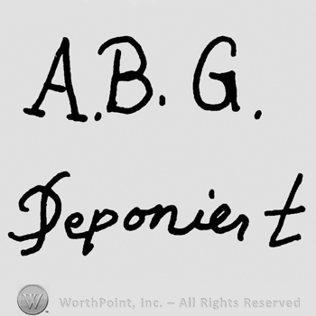 Capital A.B.G., Deponier T handwritten with lowercase letters