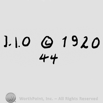 Capital J.I.O, the Copyright symbol, number 1920, over number 44