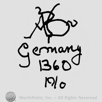 Uppercase AB, Germany written with lowercase letters, numbers 1360 and 1910