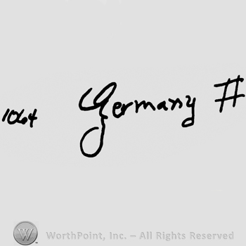 Number 1064, Germany handwritten with lowercase letters and the # sign