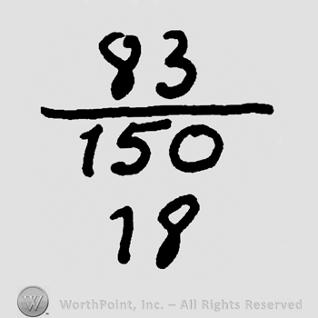 Number 83 over 150, fraction like, number 18 below