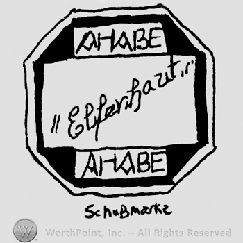 Ahabe written twice with uppercase letters and Ebfenhaut handwritten with lowercase letters all inside an octogon, Schu&szlig;marke written below with lowercase letters