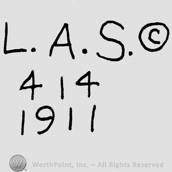 Capital L.A.S., the Copyright symbol, number 414 over 1911