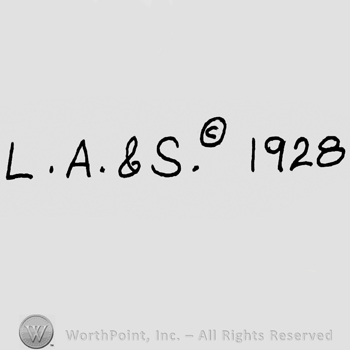 Capital L.A.&S, the Copyright symbol, number 1928