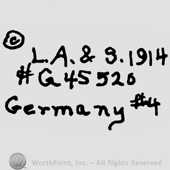 Capital L.A.&S. and year 1914, capital G and number 45526, Germany number 4 written with lowercase letters