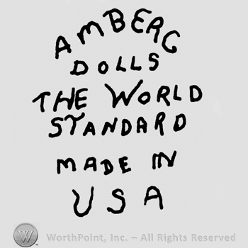 Amberg Dolls The World Standard Made in USA written with uppercase letters