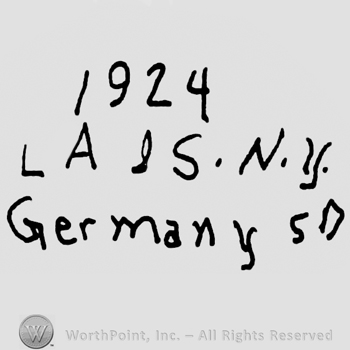 Year 1924, capital LA&S NY, Germany with lowercase letters followed by number 50