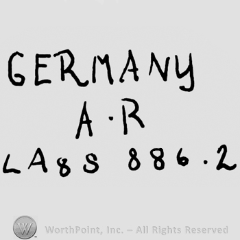 Germany A.R. LA&S written with uppercase letters, number 886 point 2