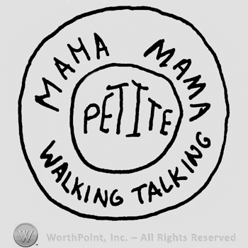 Petite with uppercase letters and Maha Mama Walking Talking written with uppercase letters around Petite, all in a circle