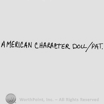 American Character Doll with uppercase letters, slash, Pat.
