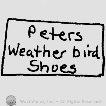 Peters Weather bird Shoes written with lowercase letters inside a rectangle
