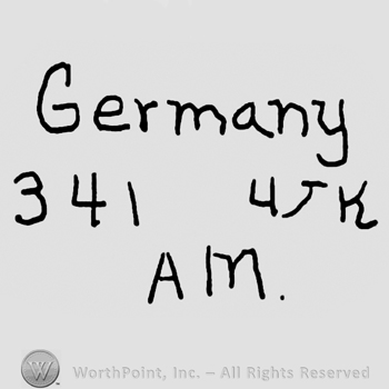 Germany with lowercase letters, number 341, uppercase AM