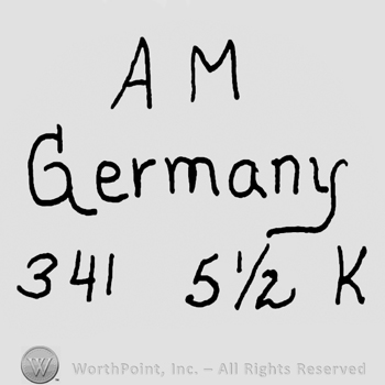 Uppercase AM over Germany written with lowercase letters and number 341 and 5 1/2 and capital K