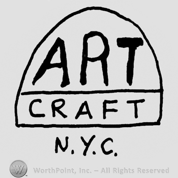 Art Craft written with uppercase letters in half of a circle, capital NYC