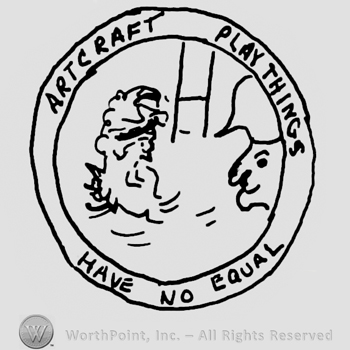 Art Craft Play Things Have no Equal written with uppercase letters around a complex design, all in a circle