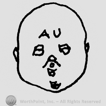 Stylized baby head, capital AUBB inside