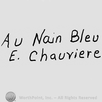 Au Nain Bleu E. Chauriere written with lowercase letters