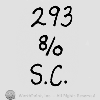 Number 293 over 9/0 and uppercase S.C.