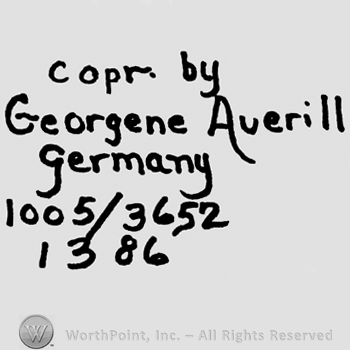 Copr.by Georgene Averill Germany with lowercase letters over numbers 1005/3652 and 1386