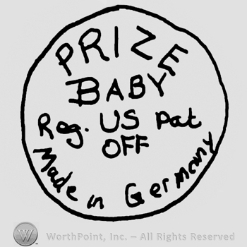 Prize Baby US Off written with uppercase letters, Reg. pat. Made in Germany written with lowercase letters, all inside a circle