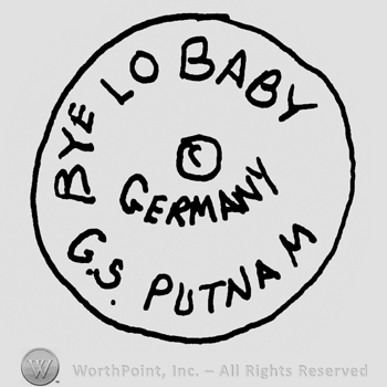 Bye Lo Baby G.S. Putnam written in circle with uppercase letters, Copyright symbol and Germany written with lowercase letters in the center of a circle