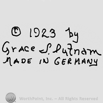 Copyright symbol, year 1923, by Grace S. Putnam Made in Germany written with lowercase letters