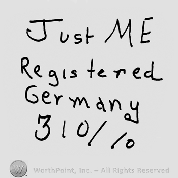 Just Me Registered Germany with lowercase letters, number 310/10