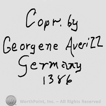 Copr.by Georgene Averill Germany with lowercase letters over number 1386