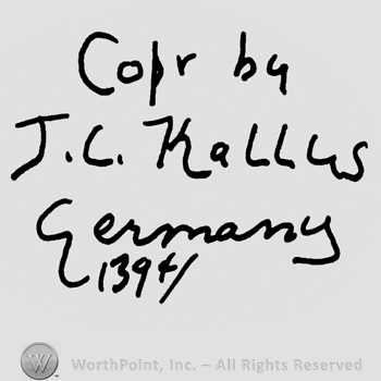 Copr.by J.C. Kallus with lowercase letters, Germany handwritten over number 1394